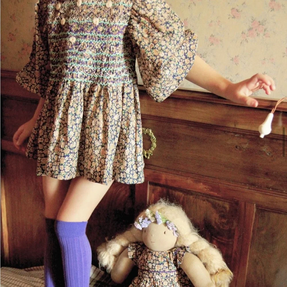 Bonjour Diary | embroidered floral smocked tunic blouse + shorts